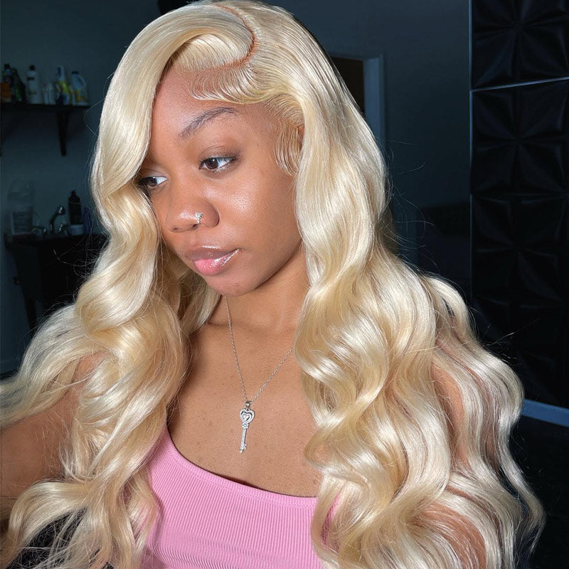 Body Wave 4x4 Transparent Lace Clsoure #613 Blonde Wig Pre Plucke 100% Human Hair Wigs-Alididihair