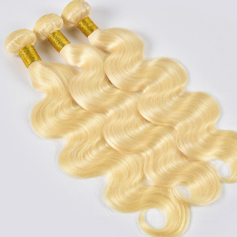 Alididi 613 Honey Blonde Body Wave 3 Bundles With 4x4 Closure Human Hair