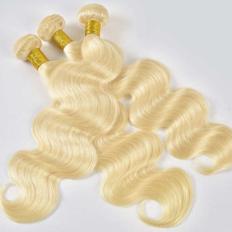 Alididi 613 Honey Blonde Body Wave 3 Bundles With 4x4 Closure Human Hair