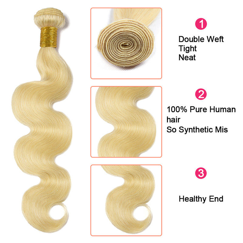 Alididi 613 Blonde 4Bundles Body Wave Hair 100% Virgin Human Hair