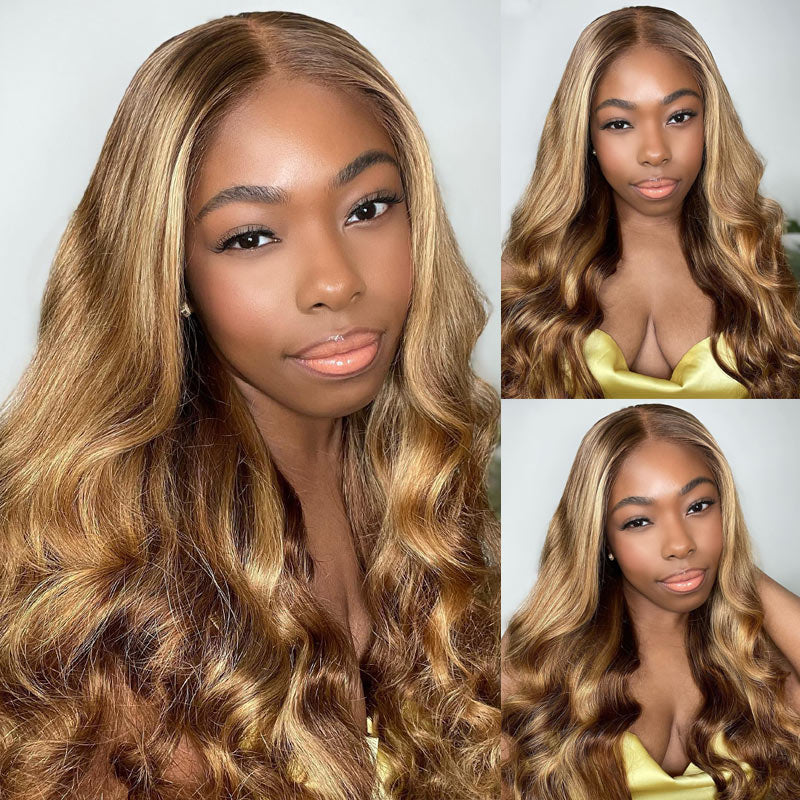 Body Wave 4/27 Highlight Ombre 13x6 HD Transparent  Lace Front Wig Human Hair-Alididihair