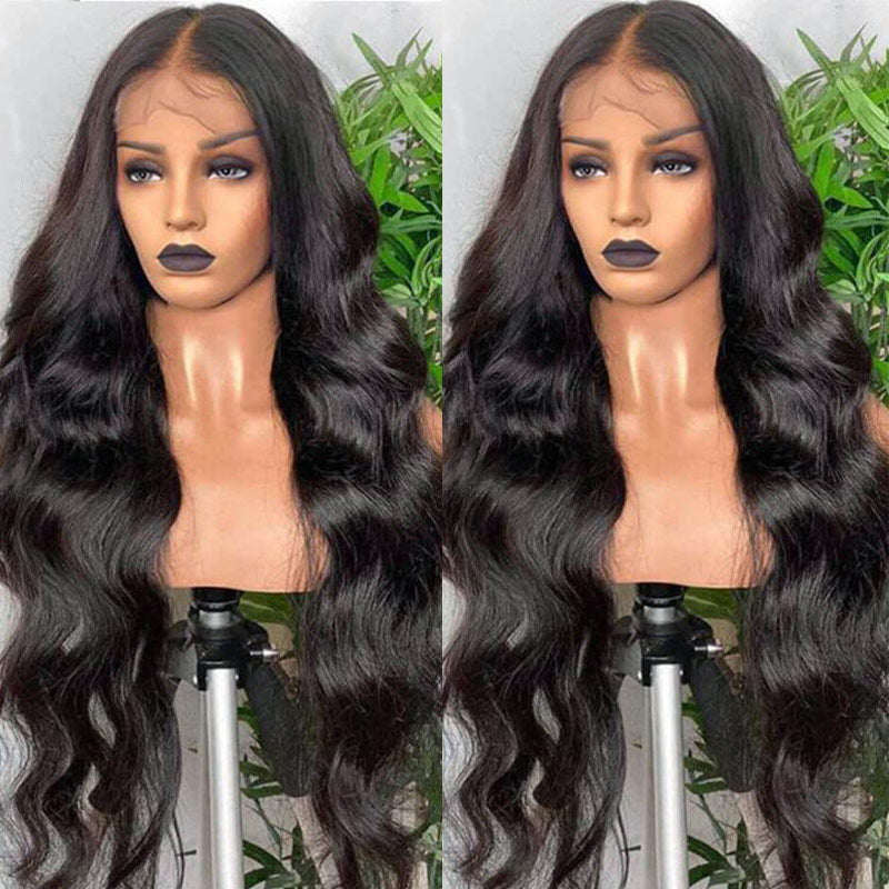 {Super Deal} Alididi Body Wave 13x4 Transparent Lace Frontal Wig Pre Plucked Real Human Hair Wig No Code Needed
