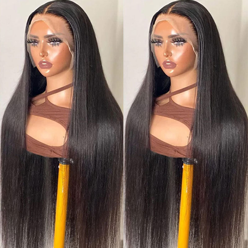 Straight Hair 13x6 HD Transparent Lace Frontal Wig Pre Plucked Natural Hairline Real Human Hair-Alididihair