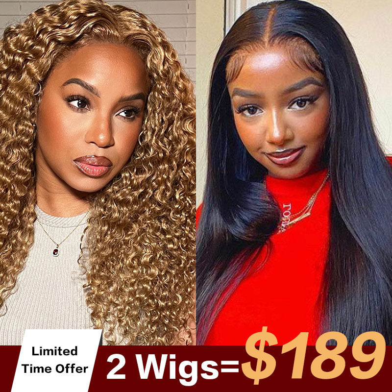 2wigs=$189 | 13x4 #27 Honey Blonde Lace Frontal Wig+13x4 Straight Lace Frontal Wig