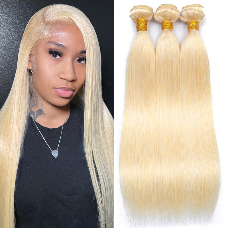 Alididi 613 Blonde Straight Hair 3bundles With 13x4 Transparent Lace Frontal Vrigin Human Hair