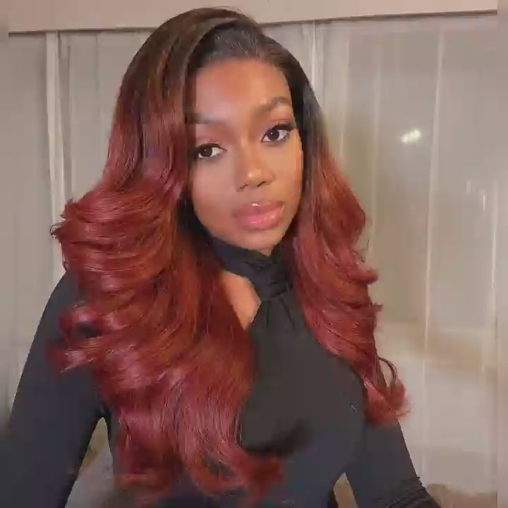 Body Wave 1B/Reddish Brown Wig 13x4 HD Transparent Lace Frontal Wig Perfect Color For Women-Alididihair