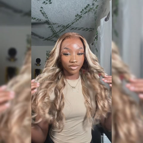 BodyWaveStraightHairWigP4613LongHairBlondeHighlights