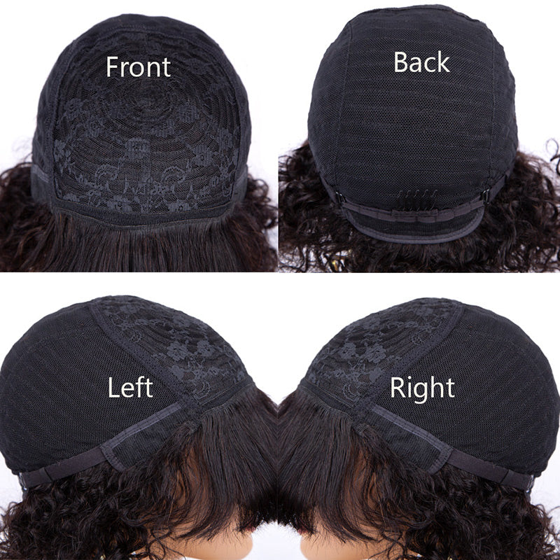 Flash Sale:Short Straight Bob Wig With Bangs Natural Black Hair 100% Human Hair Wig