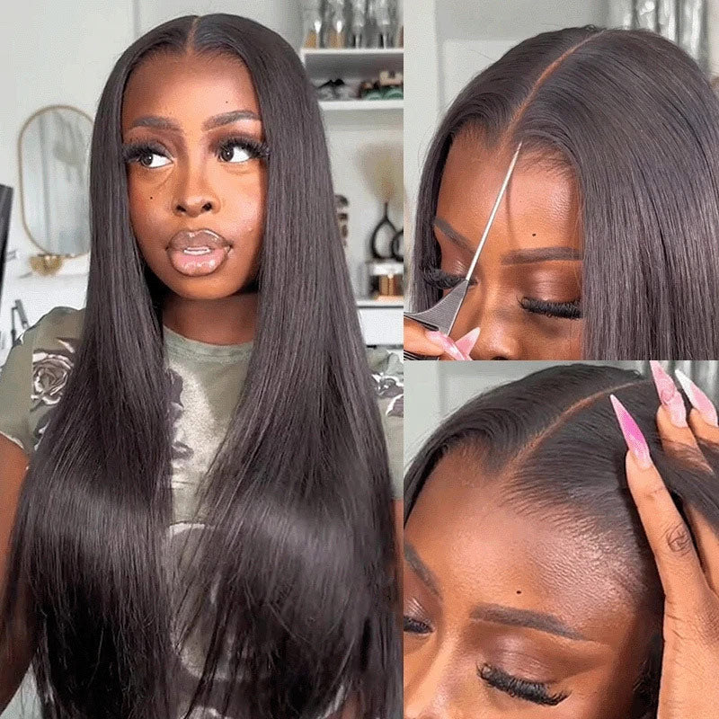 Straight Hair Wear And Go Wig Pre Cut 4x6 HD Transparent Lace Closure Human Hair Wigs Pre Plucked With Baby Hair-Alididihair