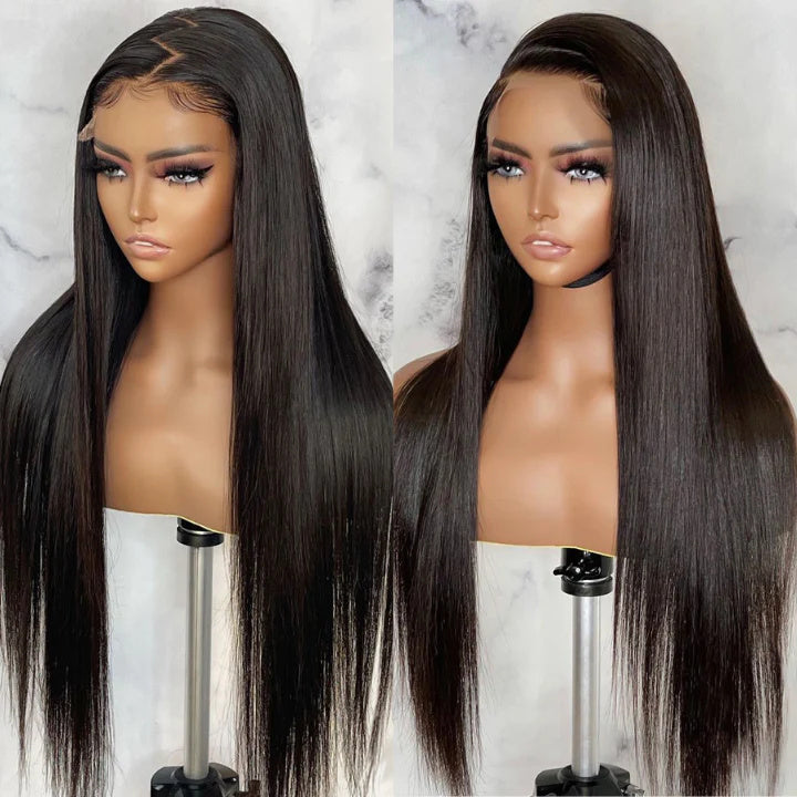Straight Hair 13x4 HD Lace Frontal Wig Natural Pre Plucked Headline 100% Virgin Human Hair Wigs-Alididi