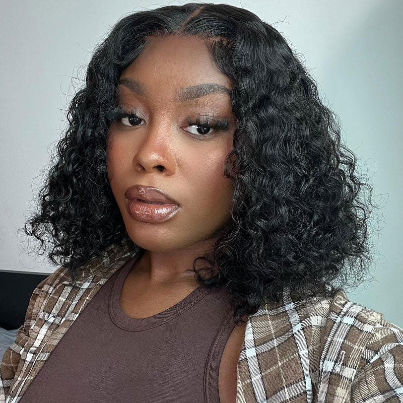 Flash Sale:Short Curly Bob Wig Human Hair 4x4 Lace Closure Bob Wigs For Black Women