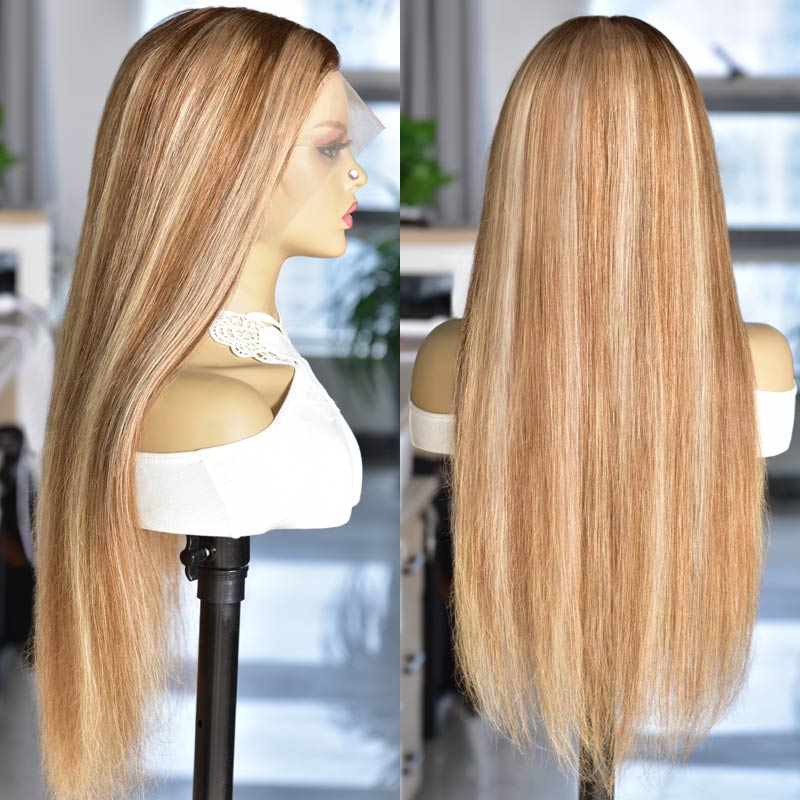 13x4-Ombre-Highlight-HD-Lace-Front-Wigs-Human-Hair-Pre-plucked-Honey-Blonde-Straight-Human-Hair-Wigs-for-women