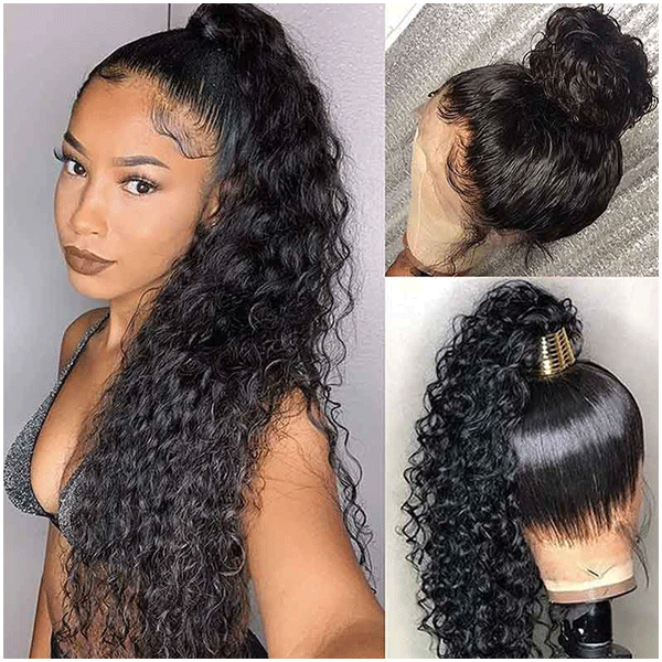 Alididi Deep Wave Glueless Wigs 360 Lace Front Wigs Human Hair Natural Color