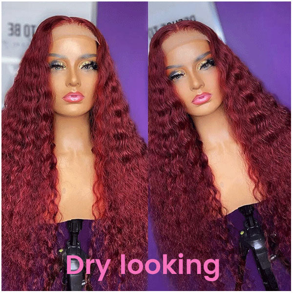 4x4 5x5 Curly Water Wave Burgundy 99J Burg Lace Closure Human Hair wigs Alididi