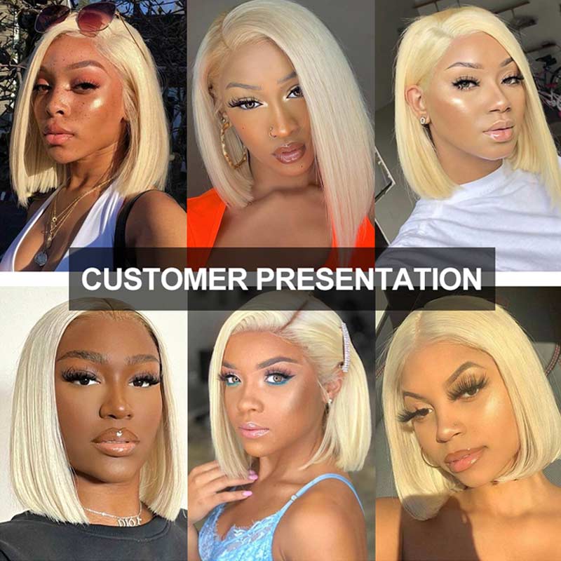 Flash Sale: 180% Density Straight Hair 4x4 Lace Clsoure 613 Blonde Bob Wig-Alididihair