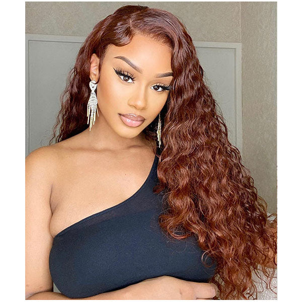 Alididi Reddish Brown 13x4 4x4 Colored Water Wave Lace Frontal Virgin Human Hair Wigs