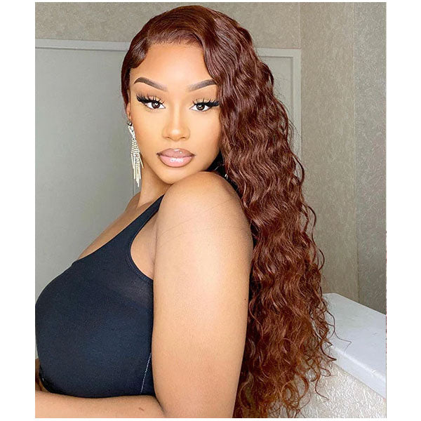 Alididi Reddish Brown 13x4 4x4 Colored Water Wave Lace Frontal Virgin Human Hair Wigs