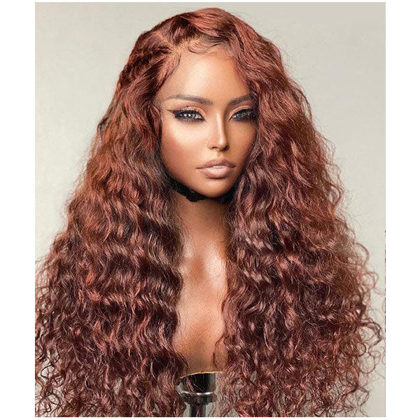 Alididi Reddish Brown 13x4 4x4 Colored Water Wave Lace Frontal Virgin Human Hair Wigs