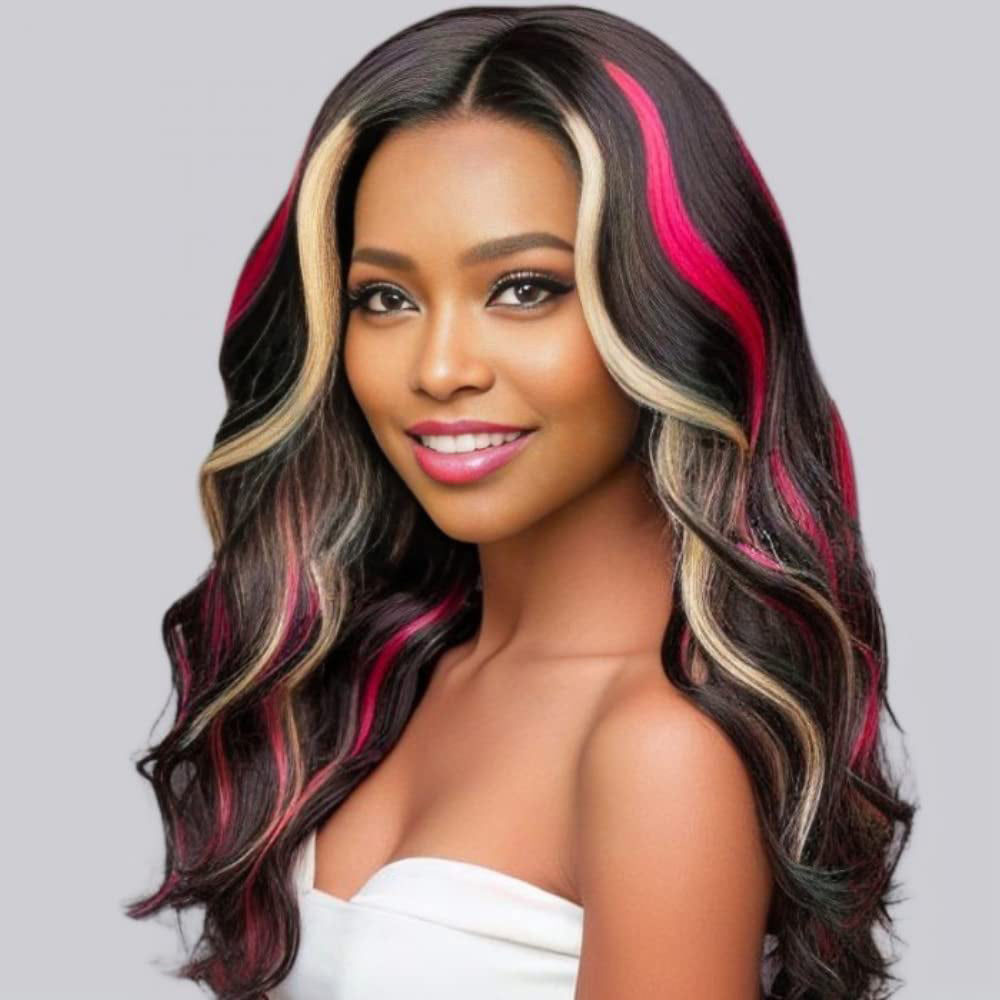 Black-with-Red-_-Blonde-Highlights-13x4-Lace-Front-Human-Hair-Wigs