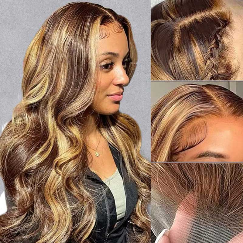Highlight-Ombre-Lace-Front-Wig-Human-Hair-13x4-Transparent-HD-4-27-Honey-Blonde-lace-frontal-Wigs