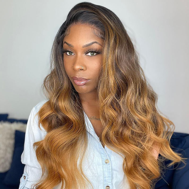 Honey-Blonde-Ombre-Lace-Front-Wig-Body-Wave-Highlight-Lace-Front-Wigs-Pre-plucked