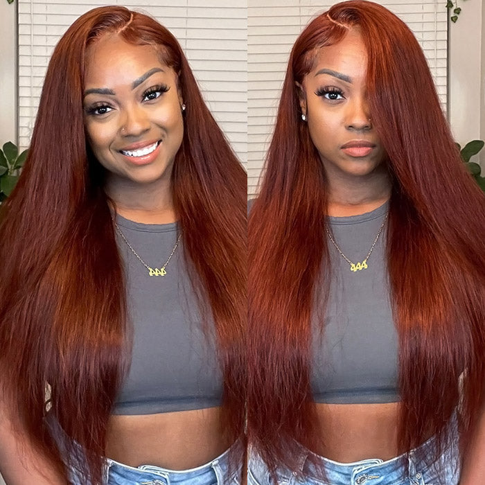 Alididi Reddish Brown Color Straight 4X4/5X5/13x4 HD Lace Front Wigs Human Hair