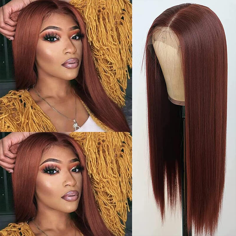 Alididi Reddish Brown Color Straight 13x4/13X6 HD Lace Front Wigs Human Hair