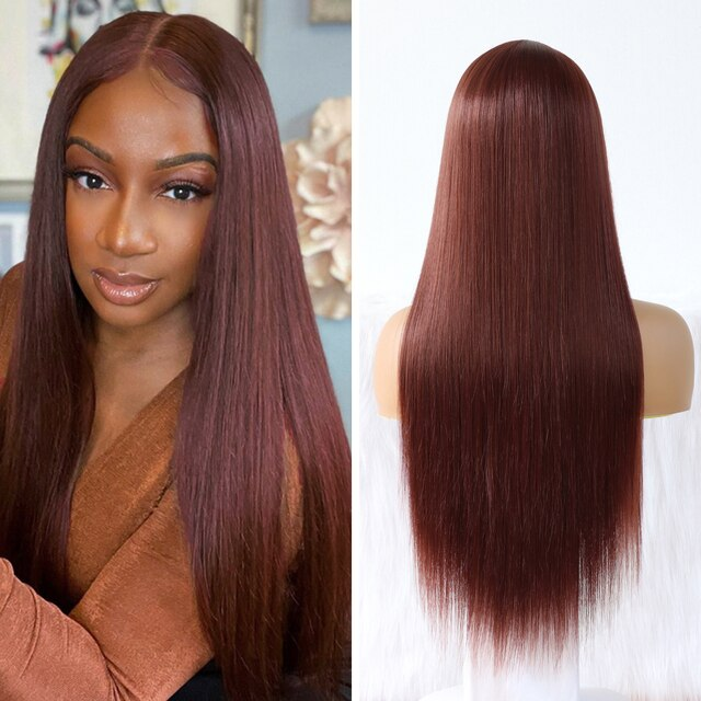 Alididi Reddish Brown Color Straight 13x4/13X6 HD Lace Front Wigs Human Hair