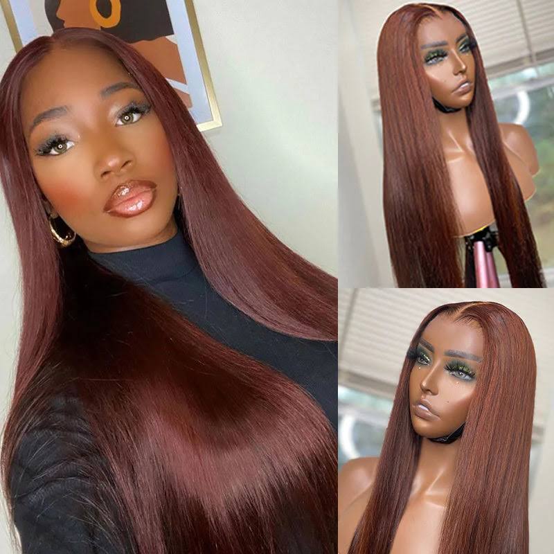 Alididi Reddish Brown Color Straight 4X4/5X5/13x4 HD Lace Front Wigs Human Hair