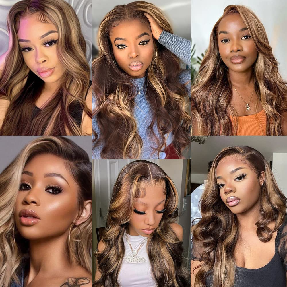 Body Wave 4/27 Highlight Ombre 13x6 HD Transparent  Lace Front Wig Human Hair-Alididihair