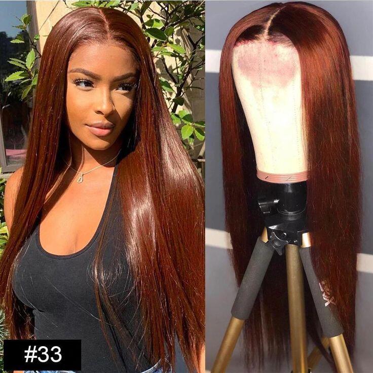 Alididi Reddish Brown Color Straight 13x4/13X6 HD Lace Front Wigs Human Hair