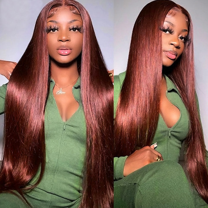 Alididi Reddish Brown Color Straight 4X4/5X5/13x4 HD Lace Front Wigs Human Hair