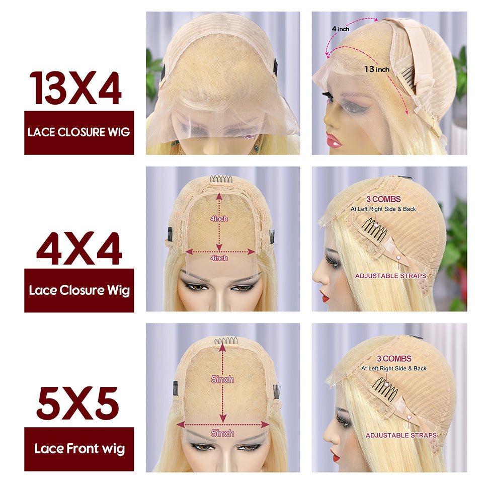 Straight Blonde Hair 13x4 HD Transparent Lace Frontal Human Hair Wig Pre Plucked With Baby Hair-AlididiHair