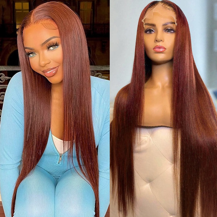 Alididi Reddish Brown Color Straight 13x4/13X6 HD Lace Front Wigs Human Hair