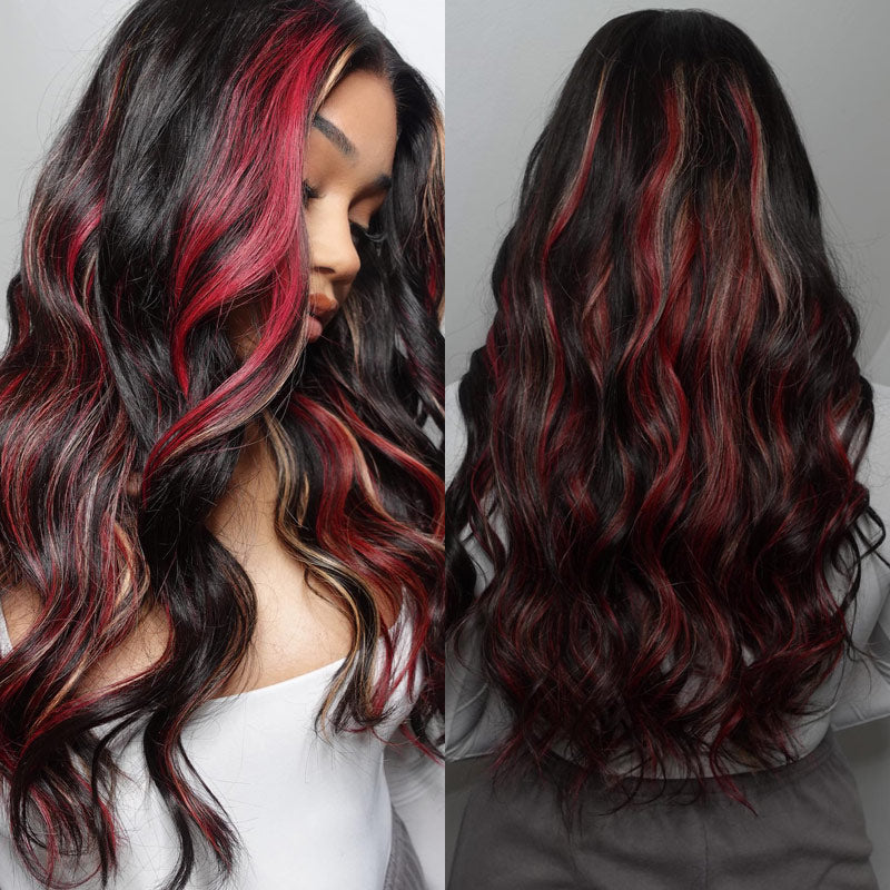 Multi-Color-Highlights-Loose-Wave-13x4-Lace-Front-Blonde-And-Red-Big-Body-Wave-Wigs-Human-Hair