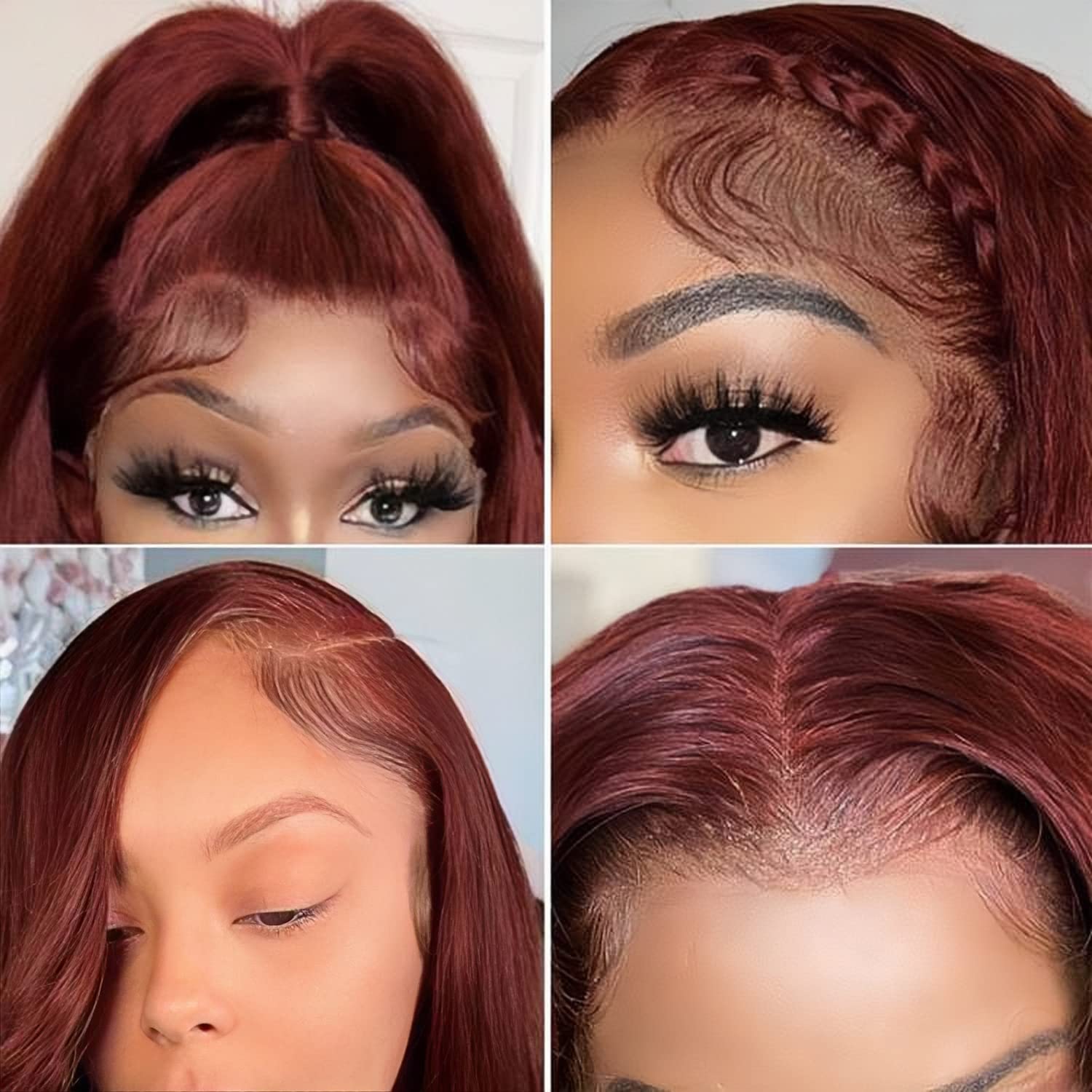 Alididi Reddish Brown Body Wave 4x4/13x4 HD Transparent Lace Front Wigs Human Hair