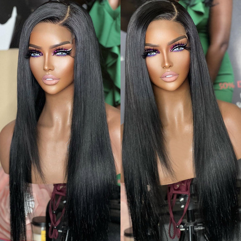 StraightHair13x4InvisibleHDLaceFrontalWigGluelessWigPrePluckedWithBabyHair