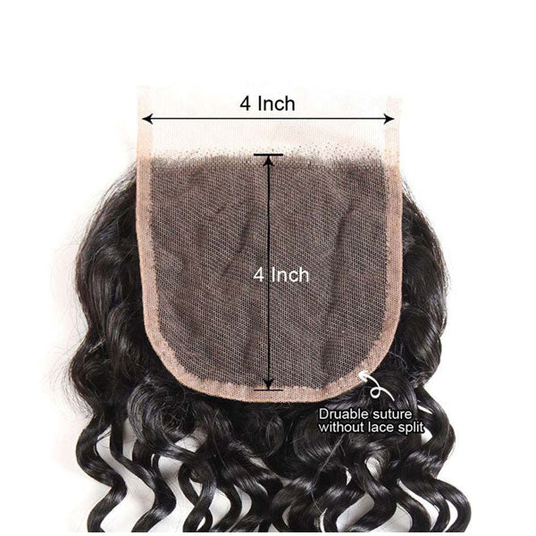 Water Wave Hair 4 Bundles With Closure Brazilian Hair Natural Color