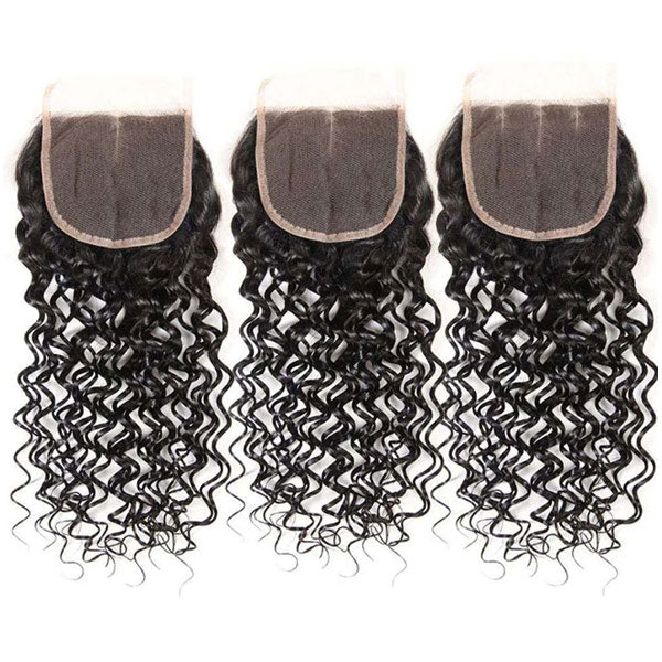 Water Wave Hair 4 Bundles With Closure Brazilian Hair Natural Color