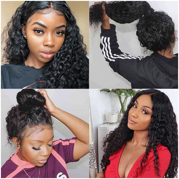 Pre Plucked Deep Wave Water Wave 360 Lace Frontal Wig with Baby Hair Brazilian Hair